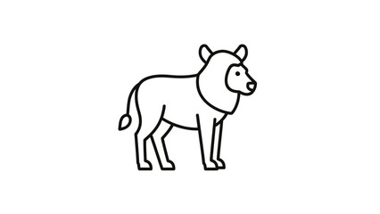 Obraz premium Minimalist Lion Icon, Simple Line Art Animal Illustration