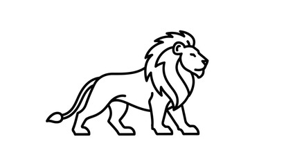 Fototapeta premium Minimalist Lion Line Art Icon - Majestic Animal Silhouette
