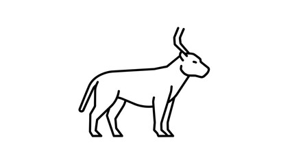 Fototapeta premium Minimalist outline drawing of a bull with horns on a white background