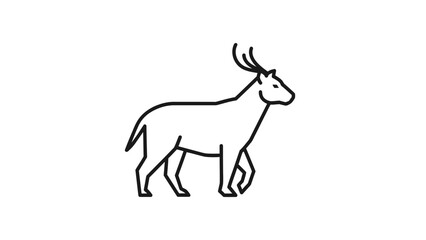 Obraz premium Minimalist outline drawing of a stag walking, simple line art deer icon
