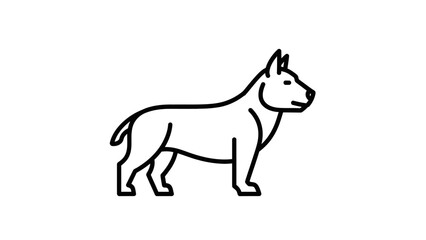 Fototapeta premium Minimalist outline illustration of a bull terrier dog, simple line art icon on white background