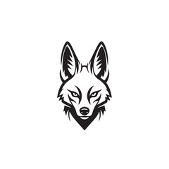 Fototapeta premium Monochrome wolf head logo emblem featuring sharp geometric lines and bold branding.