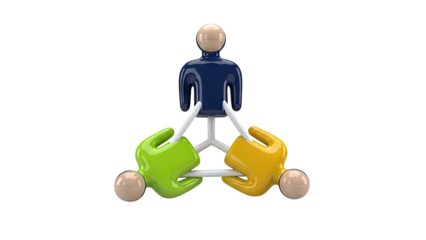 Abstract 3D Representation of Teamwork and Connection