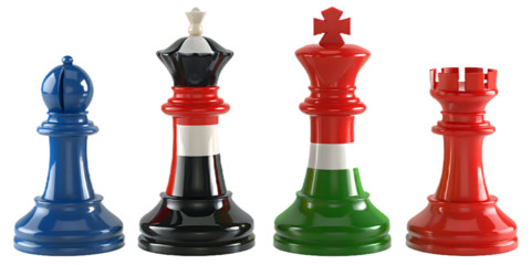 Colorful chess pieces on white background isolated on a transparent background king queen