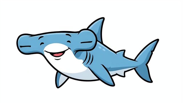 Cute Cartoon Hammerhead Shark Animation Footage