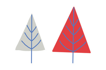 Scandinavian Minimal Tree Illustration Modern Style Red and Gray