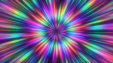 カラフルなネオンカラーのスピード線とグリッチ効果