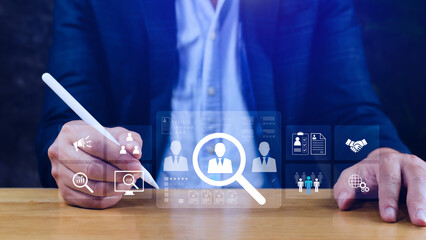 Job search concept. HR or Hiring Human Resources, unemployment finding job search for resume...