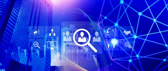 Job search concept. HR or Hiring Human Resources, unemployment finding job search for resume register job interview, find your career. headhunting and recruitment process. not ai