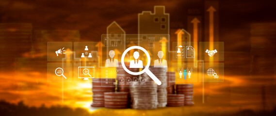 Job search concept. HR or Hiring Human Resources, unemployment finding job search for resume...