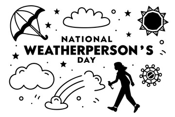 Meteorologist and Weather Forecast Vector Illustration, National Weatherperson&rsquo;s Day Design