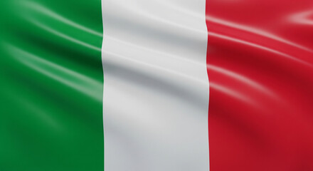 Obraz premium Realistic wavy national flag of the Republic of Italy closeup. Italian patriotic background for celebrate Republic day and Liberation Day. 3d vector