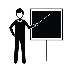 Teacher Pointing At Board Teaching Icon