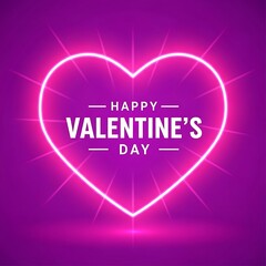 Obraz premium Valentine's day background with neon heart and pink purple gradient