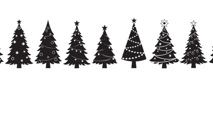 Obraz premium Christmas Trees Collection with Holiday Decorations Isolated on Transparent Background