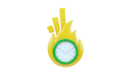 Burning Clock with Upward Graph Bars Icon