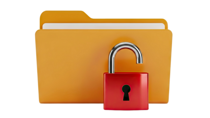 Folder with open padlock icon