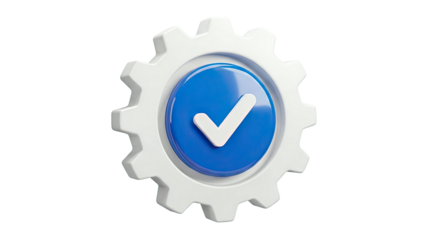 Gear with Blue Checkmark Icon