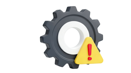 Gear with Exclamation Mark Warning Icon