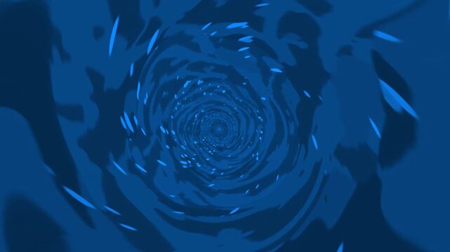 A dynamic 3D animation of a swirling blue energy portal or tunnel. The stylized, painterly texture creates a hypnotic fluid motion, perfect for transition effects, sci-fi backgrounds, or fantasy visua