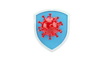 Red Coronavirus on Blue Shield