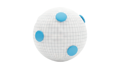 Abstract sphere with grid and blue circles