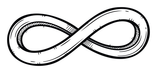 Bold outline infinity symbol in a distressed hand drawn style signifying forever and limitless potential suitable for various print and digital mediums