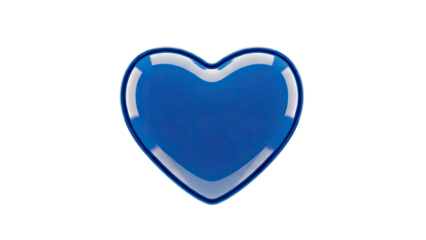 Glossy Blue Heart Shape on White Background