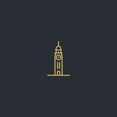 Clocktower logo in elegant and balanced simple line design.