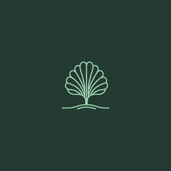 Shell tree logo in creative and clean simple line illustration.