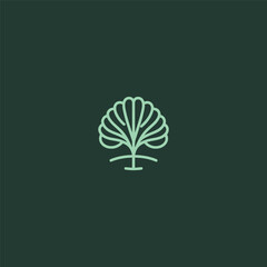 Shell tree logo in creative and clean simple line illustration.