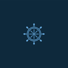 Ship helm logo in bold and classic simple line style.