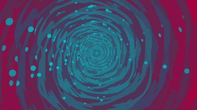 A hypnotic turquoise and teal abstract vortex with glowing particles spiraling toward a central point. This seamless motion graphic is ideal for sci-fi transitions, dream sequences, or meditative back