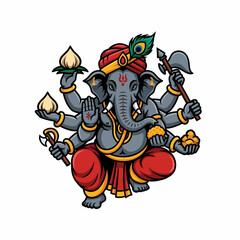 Vibrant Ganesha Artwork Representing Blessings and Remover of Obstacles