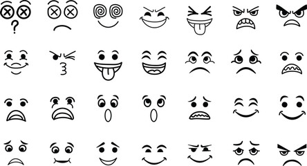 Fototapeta premium Collection Of Hand Drawn Emoticon Faces emoji expression