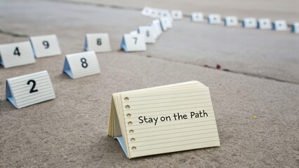 Index cards arranged as a path at a crime scene