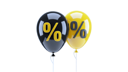 Black and yellow balloons with percent symbols