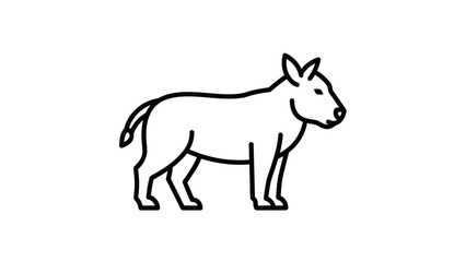 Obraz premium Simple Outline Illustration of a Donkey Standing, Minimalist Farm Animal Icon