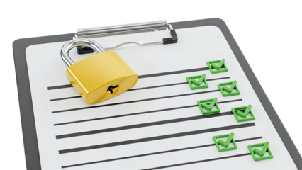 Locked Clipboard with Checkmarks