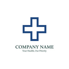 Fototapeta premium Blue Medical Cross Symbol for Healthcare Company Branding.
