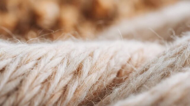 385Detailed macro shot of woven fabric fibers, threads and interlacing patterns clearly visible, soft blurred textile background, organic textures, industrial material patterns, and c