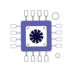 Computer Processor CPU Chip Vector Icon Representing High Performance Hardware and Microchip Technology