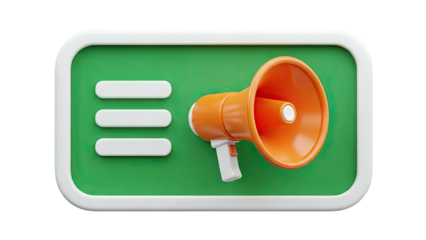 3D Icon: Megaphone and Announcement Bubbles