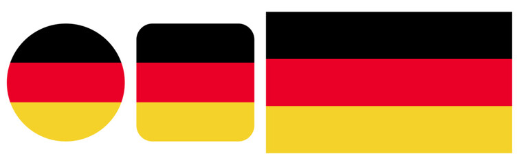 Fototapeta premium A set of icons depicting the flag of German, made in vector graphics and placed on a transparent background.
