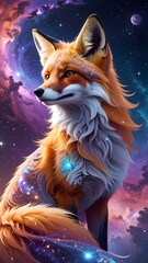 Cosmic Fire Fox Illustration