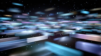 Abstract 3D timeline with glowing elements in space