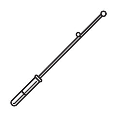 Obraz premium Simple black line icon of a single-piece fishing rod.