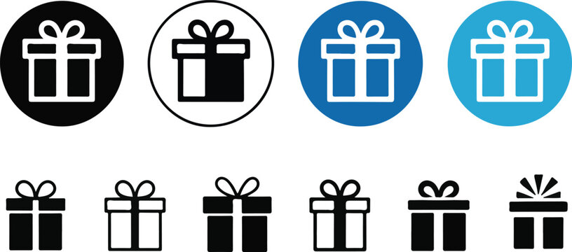 Set of gift box icon in line style, surprise gift boxes, flat modern graphic vector illustration. Present gift box icon. Vector isolated elements.