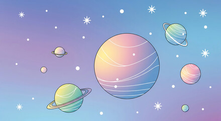 Vibrant planets and stars in a stunning cosmic background