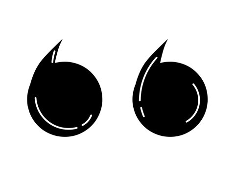 Black commas icon in a simple flat silhouette style